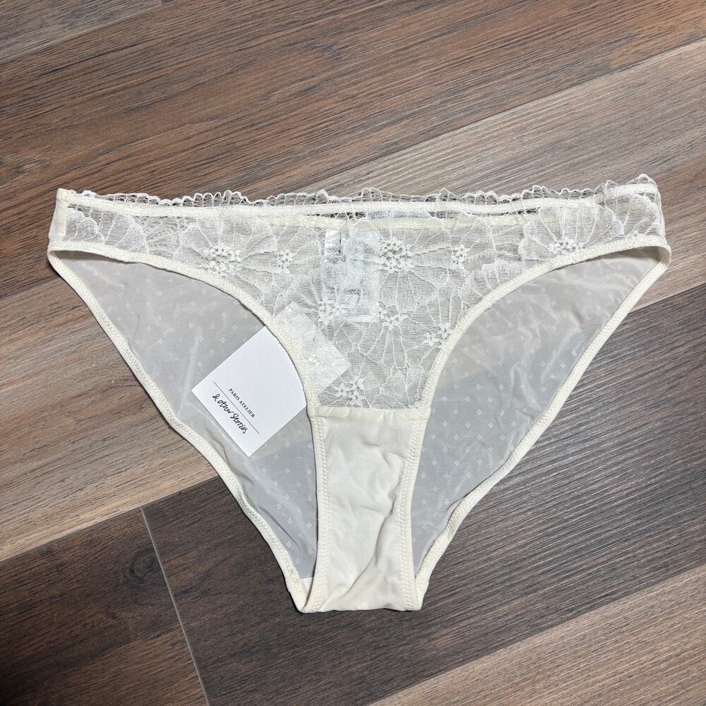 & Other Stories Womens Size 10 Lace Sheer Panty White Stretch Floral